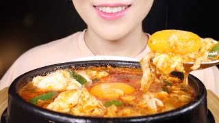 ASMR Soft Tofu Stew | Soondubu Jjigae | 순두부찌개 | Korean Food | Eating Sounds Mukbang