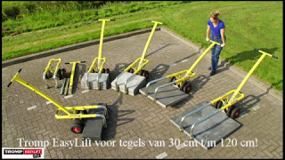 Tegels leggen 40x60 en verplaatsen Tromp Easylift (= TessPaver), tegellegger