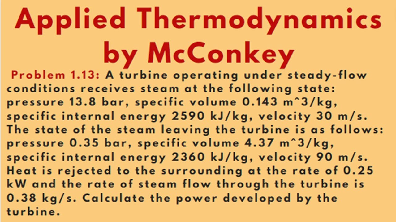 Calculate the power developed by the turbine [Problem 1.13] Applied