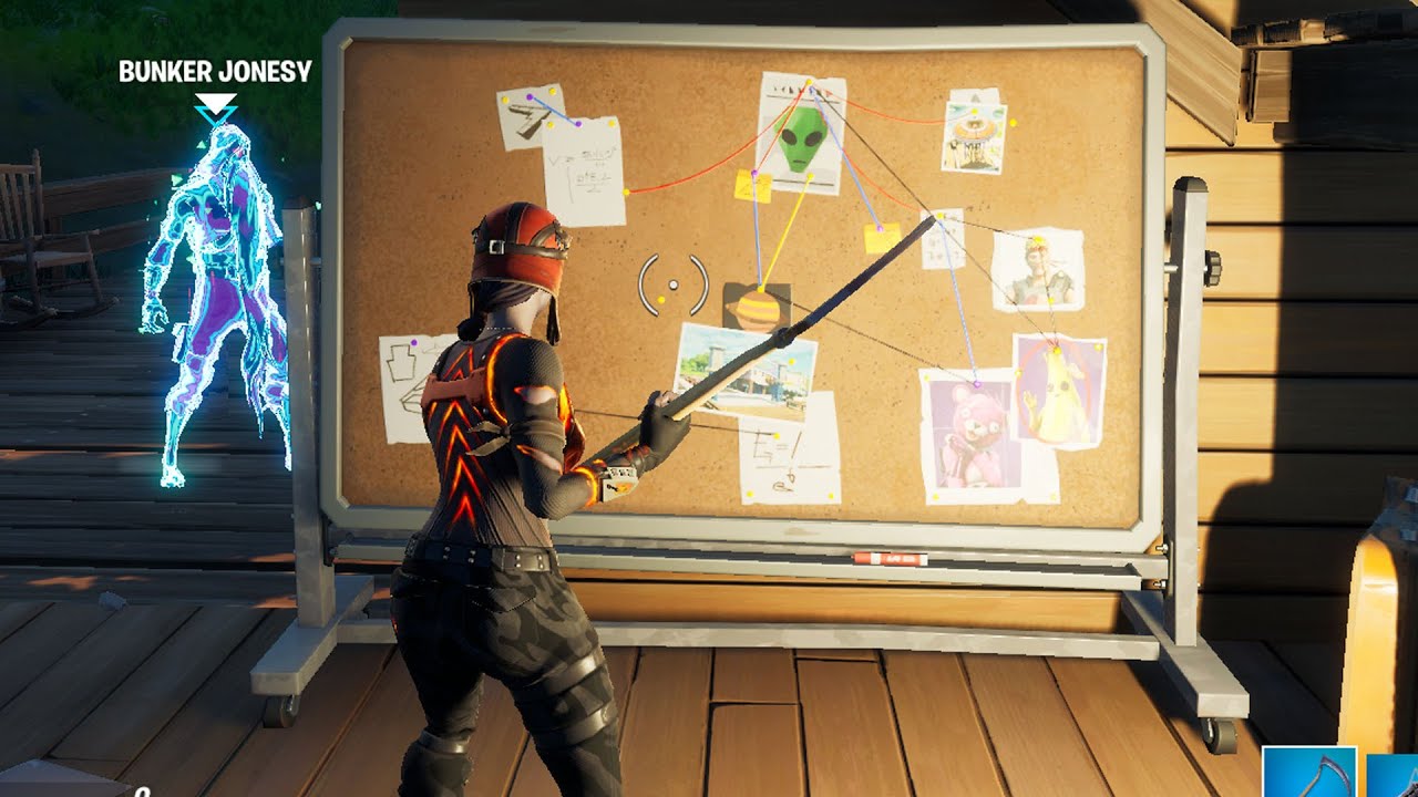 Interact with Bunker Jonesy's conspiracy board Fortnite