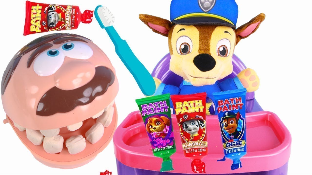 Paw Patrol Chase Visits The Dentist with Mr. Doh Teeth