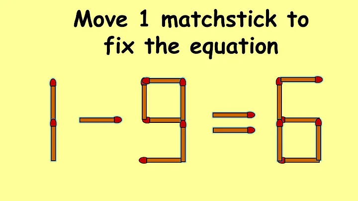 1-9=6 Turn this incorrect equation into correct| Match stick puzzle #185 | -Puzzles with answer