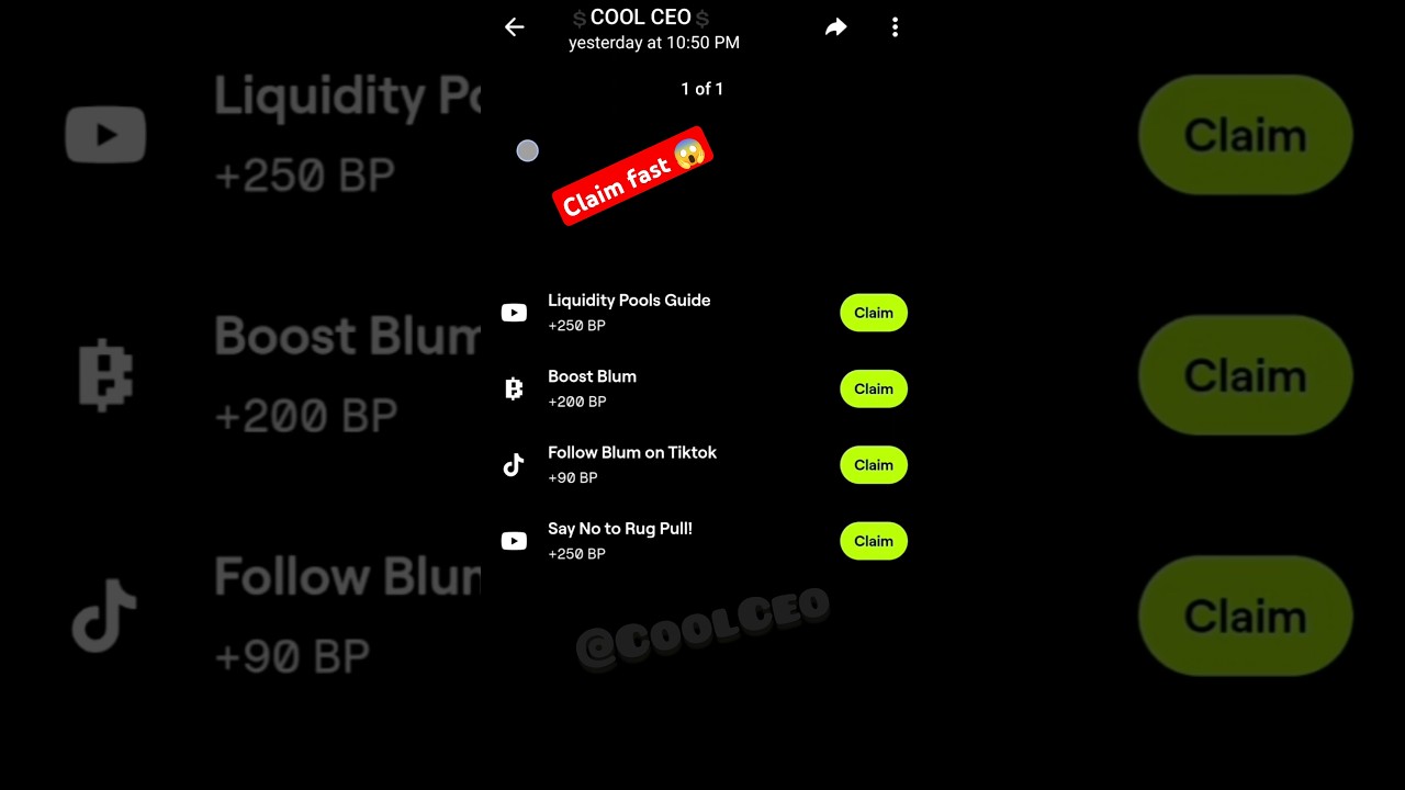 Blum youtube video verify code 