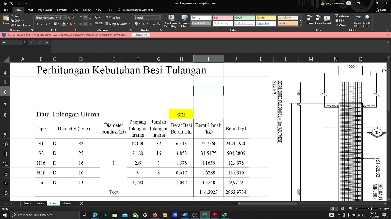 Cara Menghitung Tulangan Bored pile
