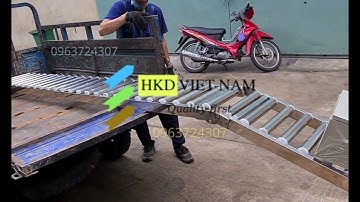 Thang băng tải con lăn inox dạng chữ A, thang trượt con lăn inox, thang con lăn inox HKD 0963724307