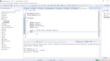 Find area, diameter and circumference of circle with C++