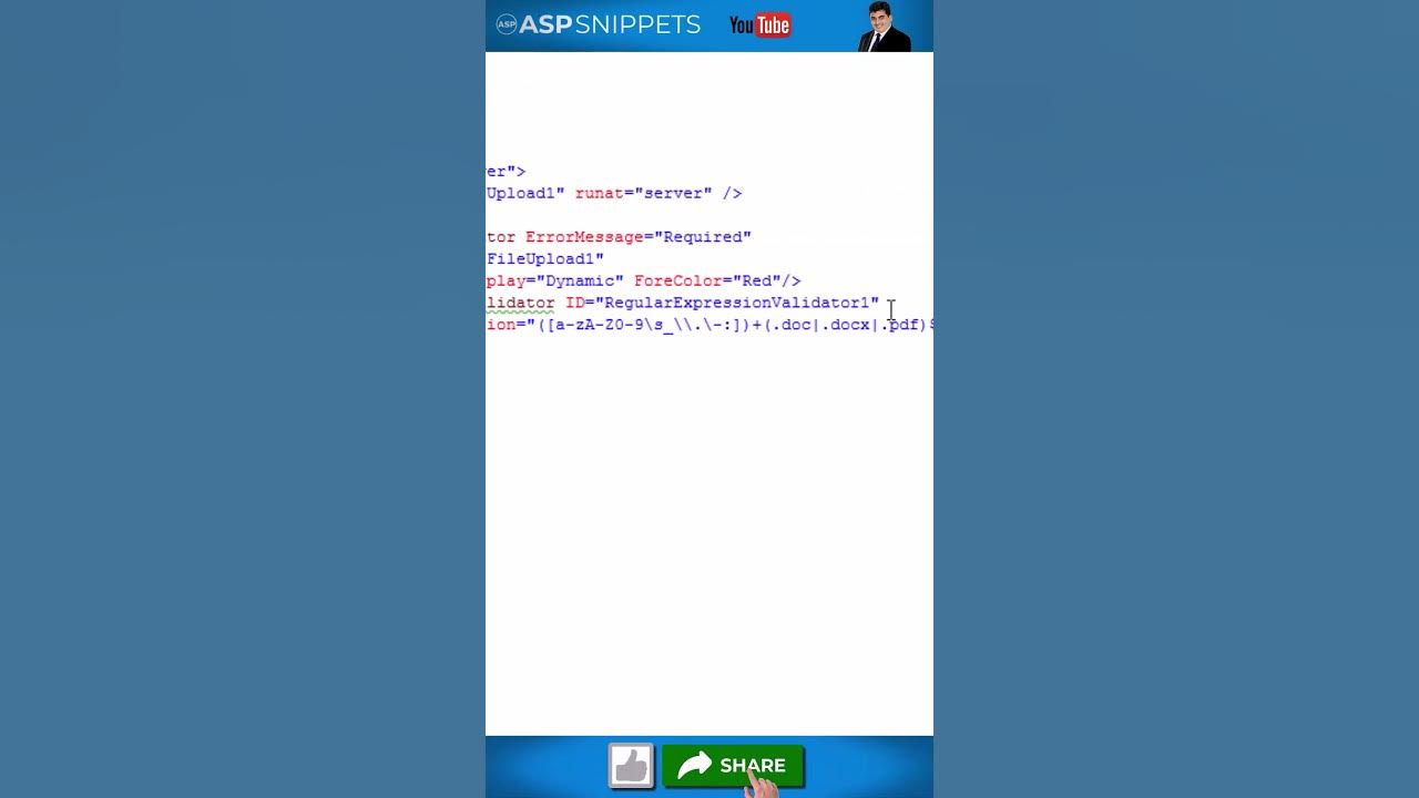 Validate fileupload control using regularexpressionvalidator in asp net