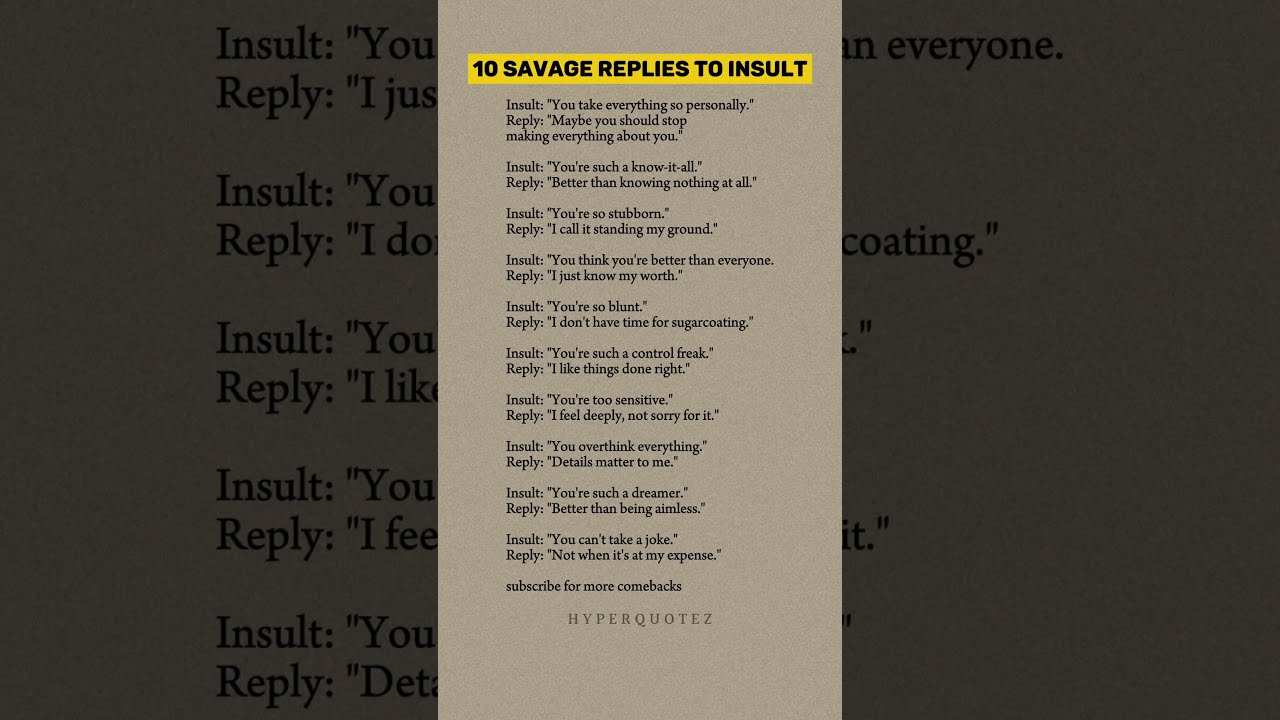 10 Savage Replies To Insult 