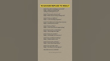 10 savage Replies to Insult ?
