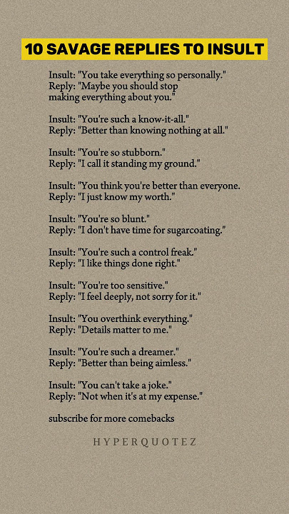 10 savage Replies to Insult ?