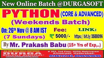 PYTHON (Weekends Batch) Online Training @ DURGASOFT