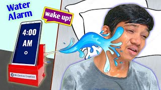 I Made Water Throwing Alarm Genius Idea To Wake Up Early Invention That Can Be Made At Home