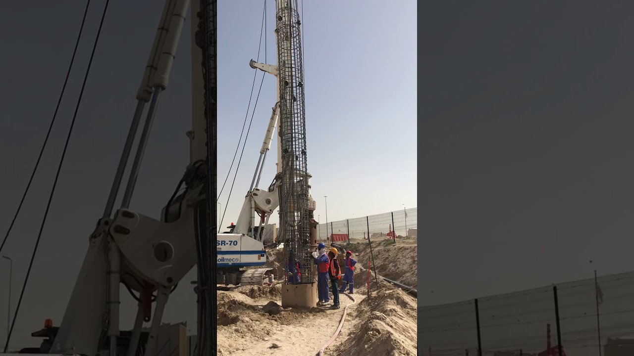 Contiguous Pile Wall- Rebar Cage lowering works