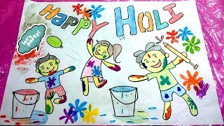holi drawing festival draw easy drawings poster paintingvalley