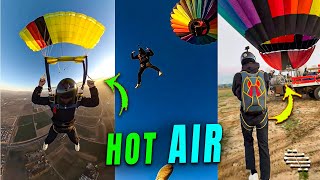 Parachutist Jumps Out of a Hot Air Balloon