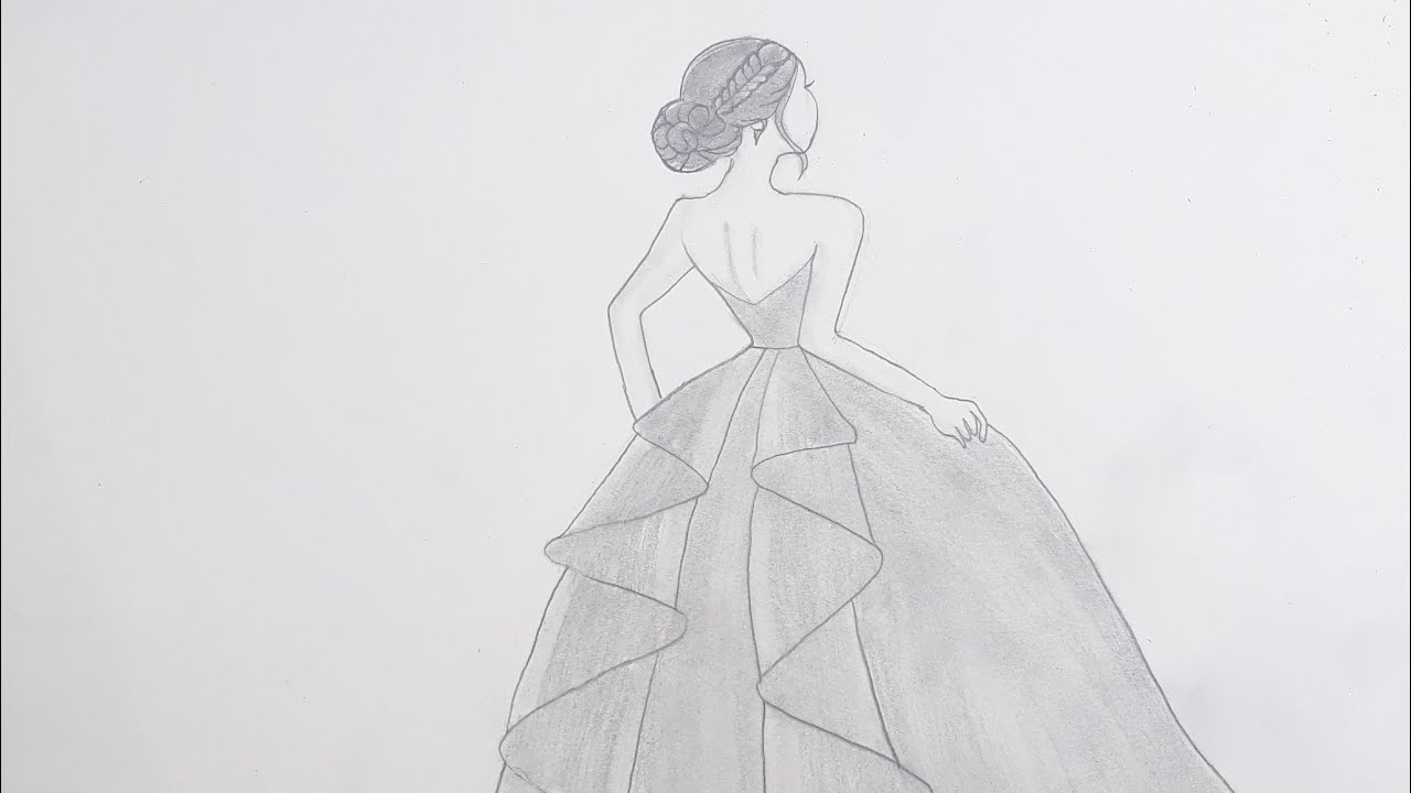 How To Draw A Girl Wearing A Beautifull Dress - YouTube