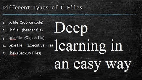 Different types of files in c programming, .c, .h, .obj, .exe, .bak