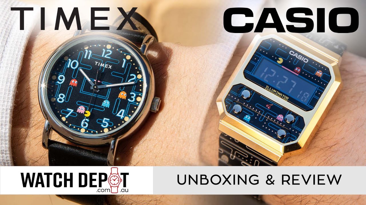 NEW] Pacman Timex (TW2V06100) + Pacman Casio (A100WEPC-1B) Watches -  Unboxing \u0026 Quick Look - YouTube
