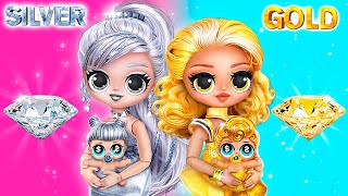 Gold & Silver Become Mommies! Poor, Rich, Giga Rich DIYs & LOL OMG Crafts