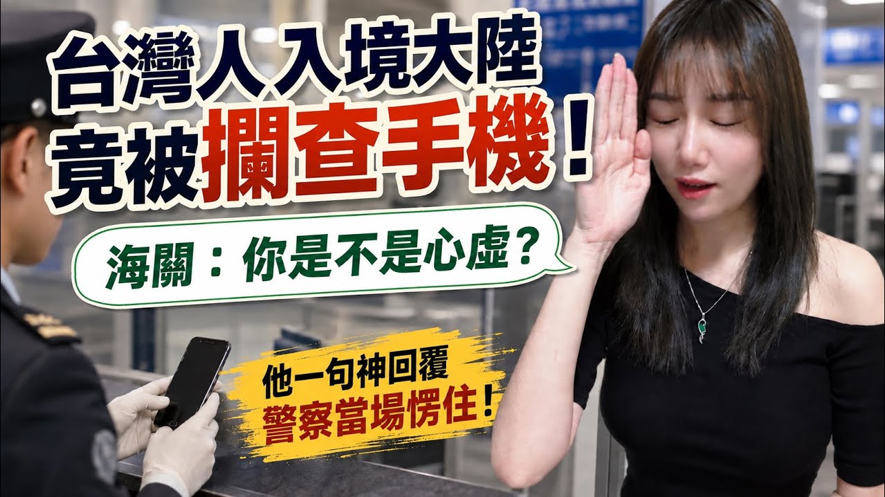 台灣人入境中國大陸被攔截檢查手機📱！大陸海關問：你是不是心虛？台灣人一句話：我是XX⋯警察當場愣住了 縮圖