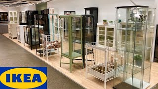 IKEA GLASS DOOR CABINETS BOOKCASES SIDEBOARDS FURNITURE SHOP WITH ME SHOPPING STORE WALK THROUGH
