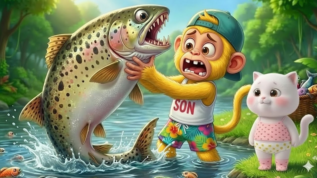 Monkey Funny | Farm Life: Wood-Fire Grilled Fish | Monkey Cartoon