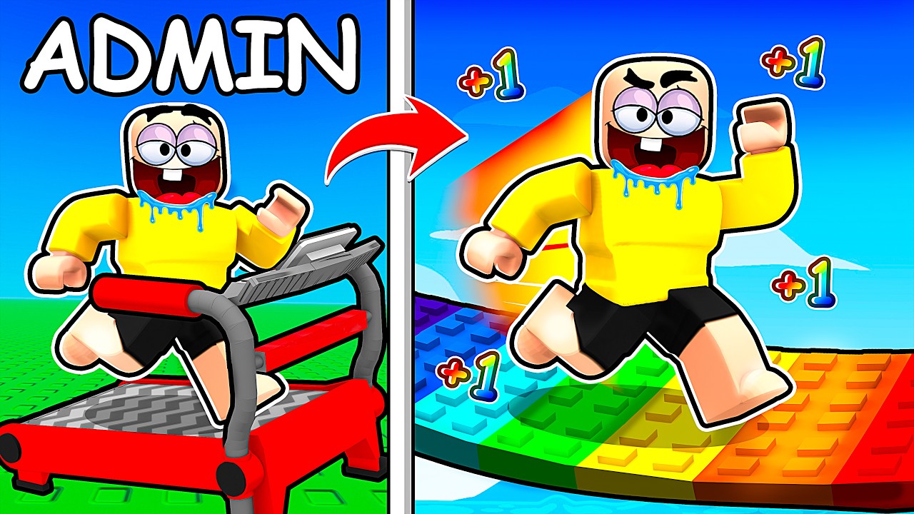 Starting Over as NOOB with ADMIN TREADMILL in Roblox +1 Brick Speed ...