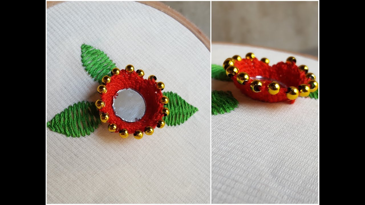 Hand Embroidery 3D Flower stitch and mirror work Embroidery designs ...