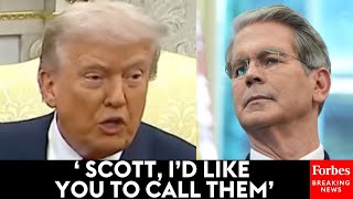 Trump Tells Scott Bessent Mid Press Briefing To Tell China To Speed It Up On Buying Farm Products