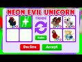 Trading NEON EVIL UNICORN in RICH ADOPT ME SERVER (Got My DREAM PET)