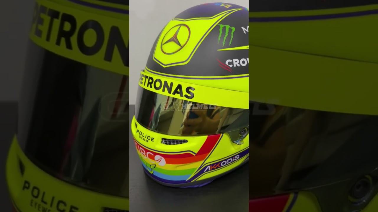 CLOSE-UP OF LEWIS HAMILTON'S 2022 CANADIAN GP F1 REPLICA HELMET FULL-SIZE 