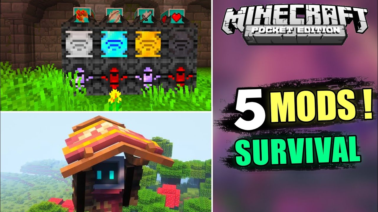 Top 5 Best Survival Mods For Minecraft PE Useful Addon For MCPE Gaming Insaan YouTube