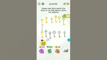 Braindom level 93||please help Alice match the keys so we can narrow down our options||tricky puzzle