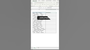 Função arrumar no Excel