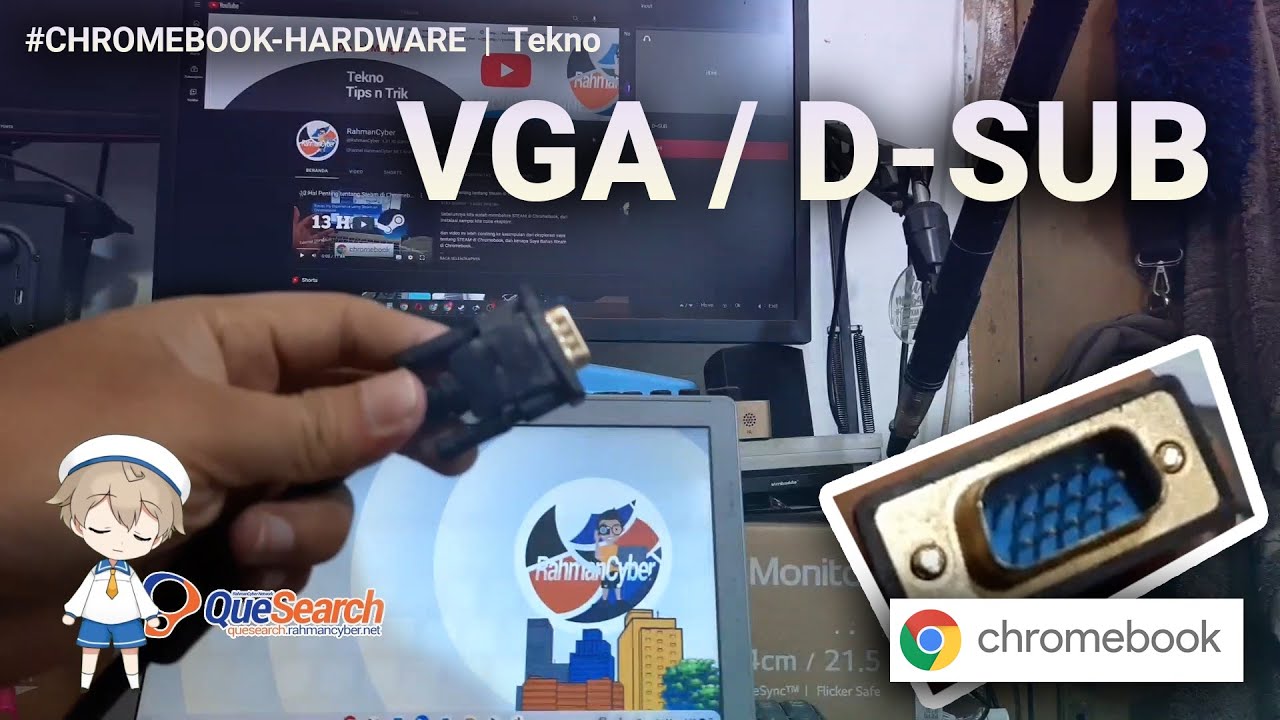 Cobain Output Chromebook ke VGA/D-Sub Monitor untuk Presentasi (Extend, Mirror)