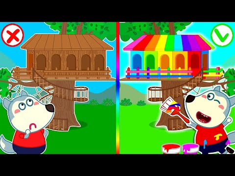 Wolfoo Build DIY Rainbow Treehouse - Funny Stories for Kids | Wolfoo Kids Cartoon