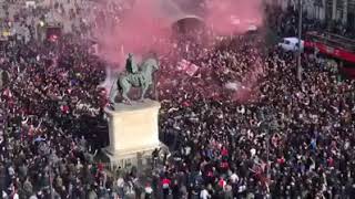 Les Ultras de l'ajax d'Amsterdam à Madrid