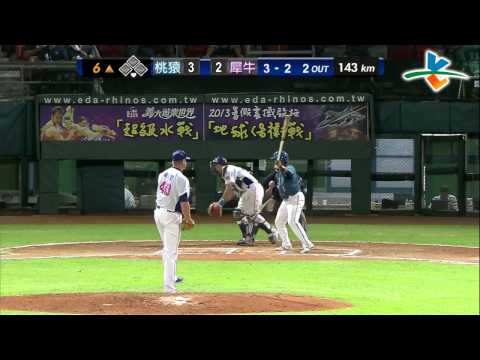 20130717 CPBL 猿 VS 犀牛 6上 希克被小胖打全壘打後,怒飆3連K(鍾承佑、余德龍、葉竹軒)