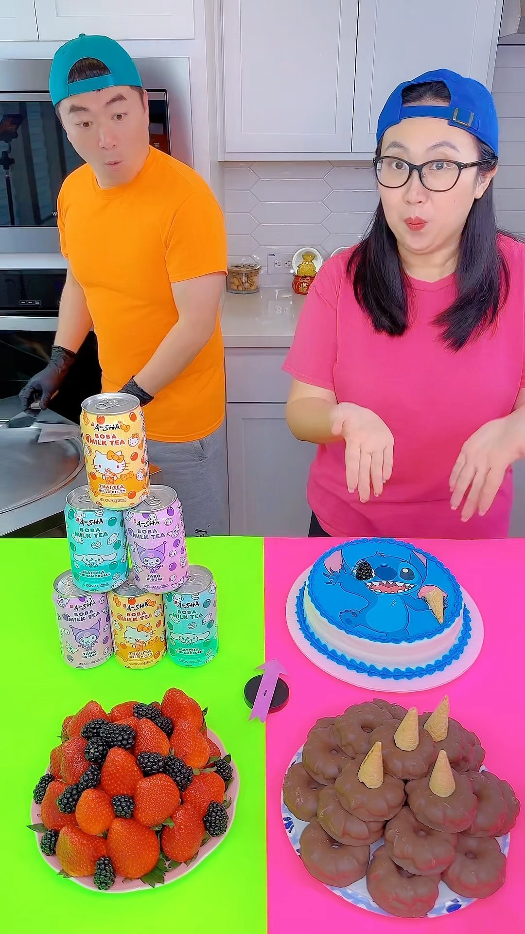 Stitch cake vs Egg ice cream challenge!? #stitch #funny by Ethan Funny Family