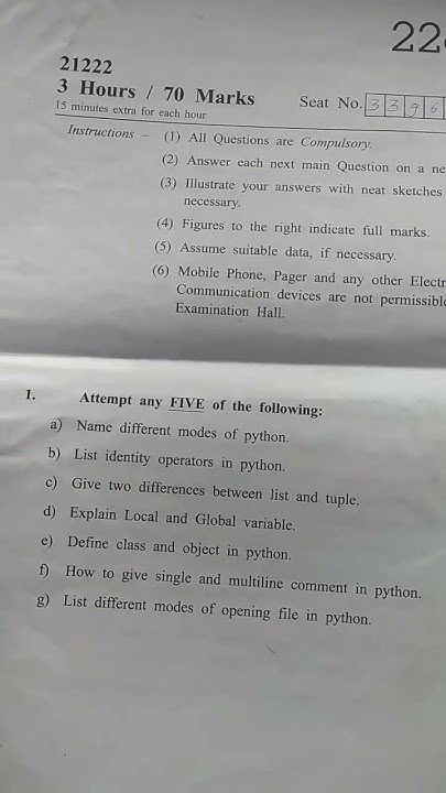 question paper 2022 programming with python CO-TY 6 sem msbte board ...
