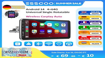 ESSGOO Android 14 10.1 Inch Universal Single Rotatable Car Radio Auto Carplay
