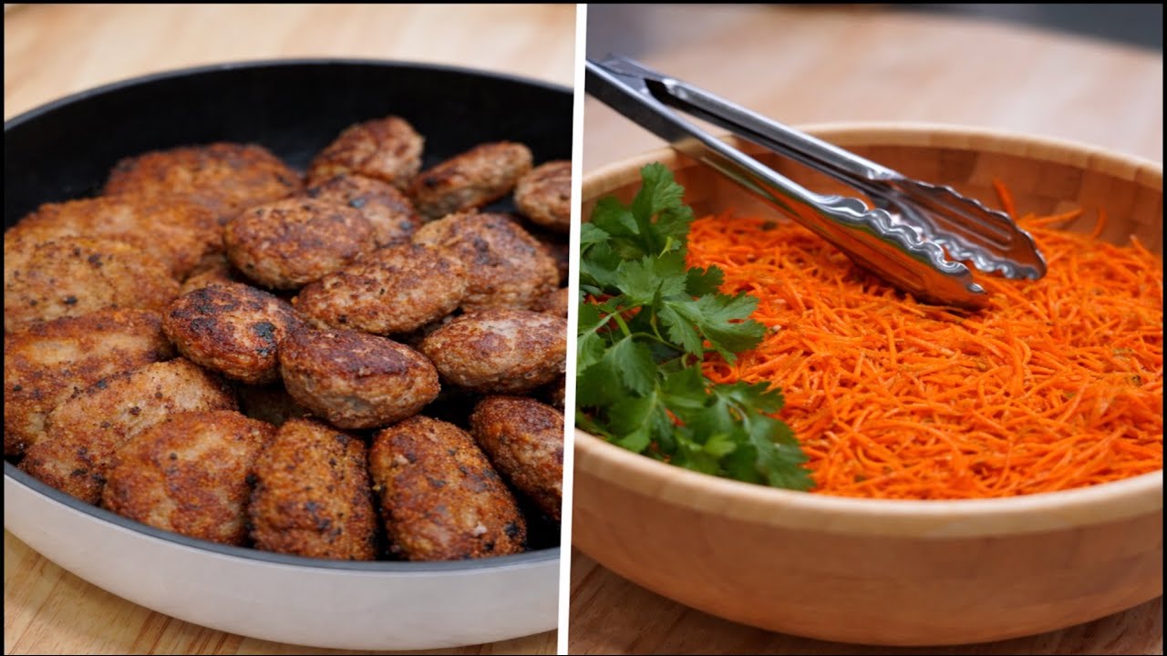 Carrot salad and Cutlets