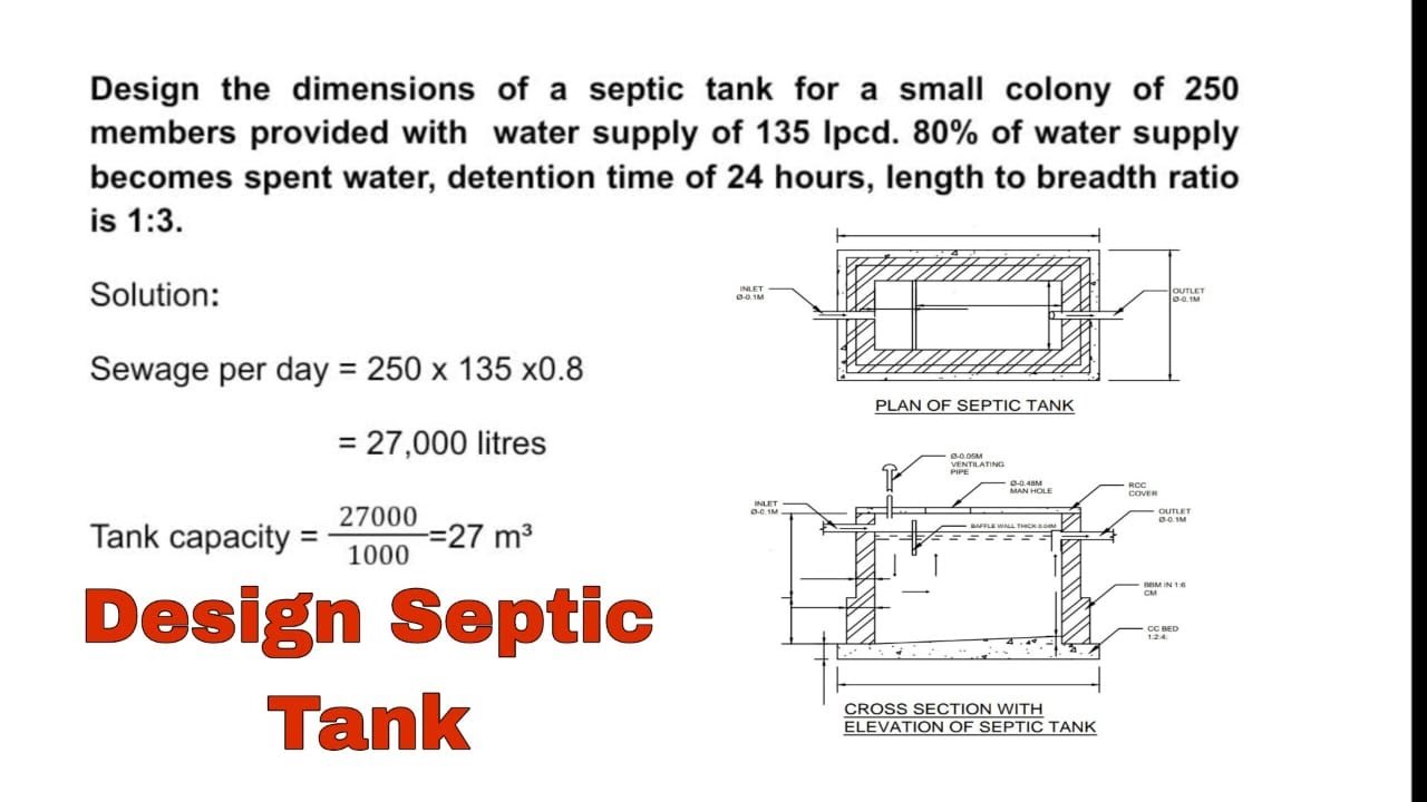 How to design septic tank || Design of Septic Tank|| 