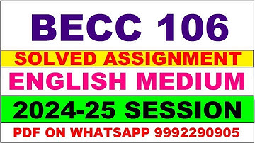 becc 106 solved assignment 2024-25 | becc 106 solved assignment in english 2025 | becc 106 2024-25