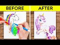 AWESOME ART HACKS &amp; SCHOOL DIY IDEAS || Crazy Art Challenges By 123GO!Series