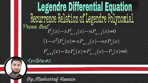 Recurrence Relation of Legendre Polynomial||Legendre Polynomial||Lecture 5||Maths by Logic