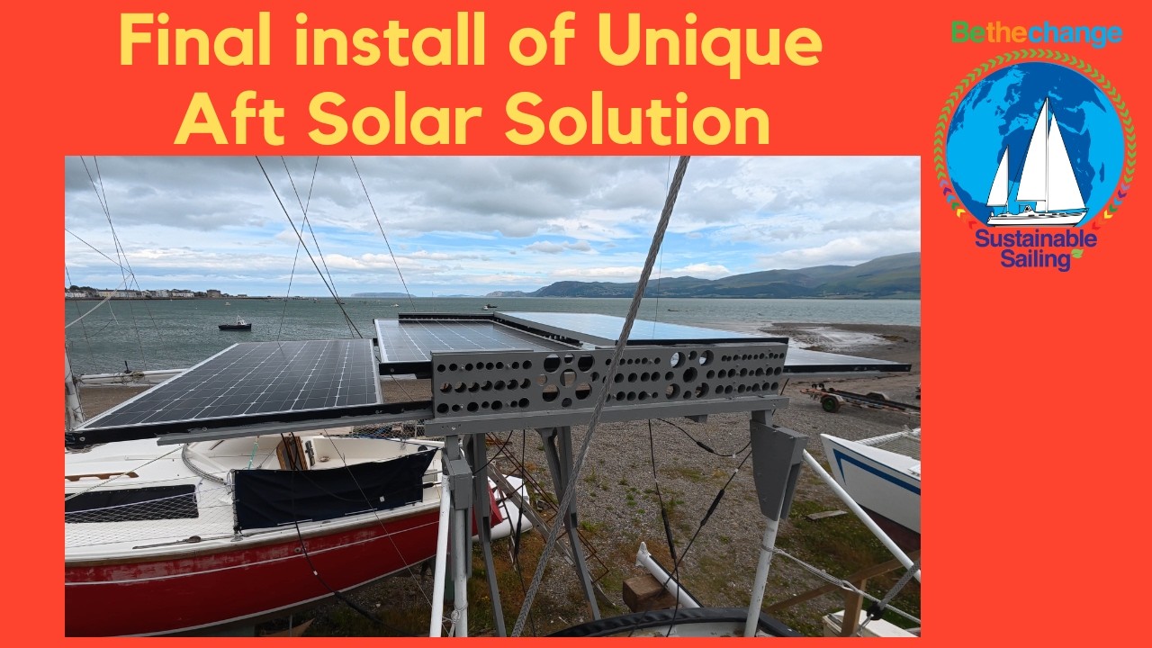 ⁣Final install of our unique aft sliding solar panel system  #BoatRefit #DIY #ElectricBoat #Solar