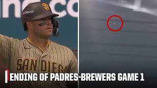 Brewers win Game 1 after Ty France’s hit off roof that is caught is ruled an out | ESPN MLB screenshot 1