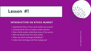 Lesson 1 : Introduction to Stock Market