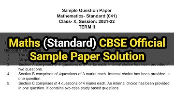 Class 10 Maths (Standard) Official Sample Paper for Term 2 Full Solution